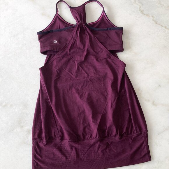 Like new! Lululemon No Limits Tank, yoga tank w/ inner built in sports bra plum - Picture 2 of 9